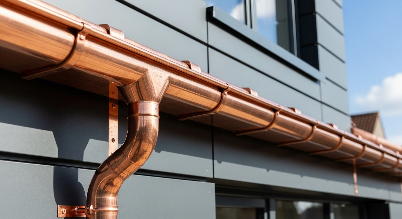 Kupfer-Dachrinne und Spenglerarbeiten