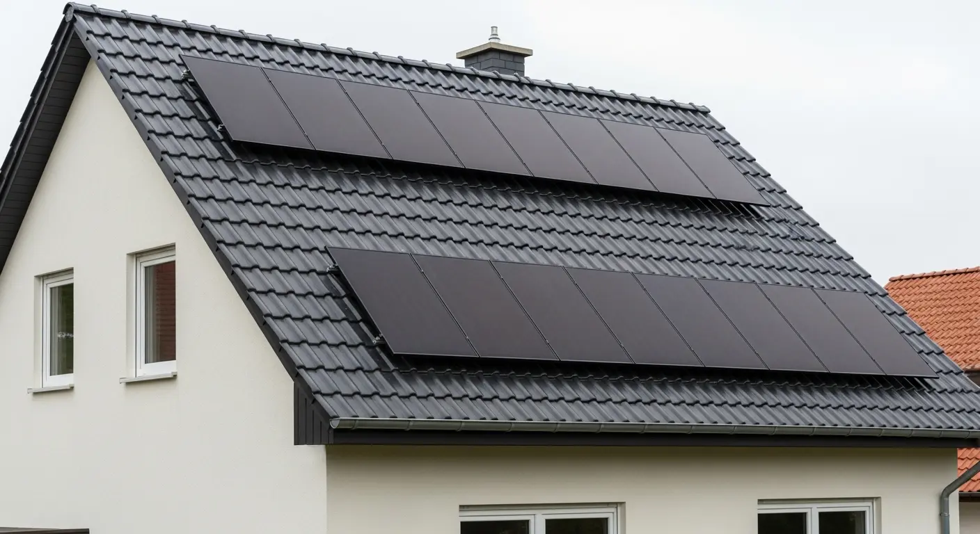 Fertig installierte Solaranlage auf einem Wohnhaus